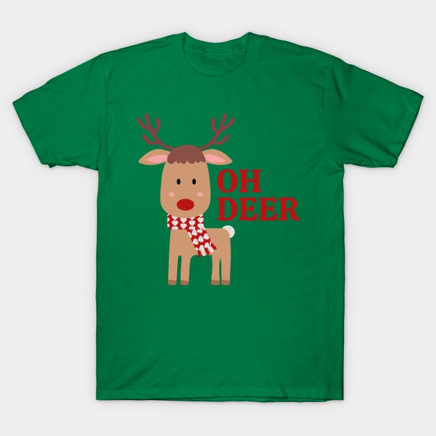 Oh Deer - Cheery RudoReindeer Festive Tee T-Shirt by thejamestaylor